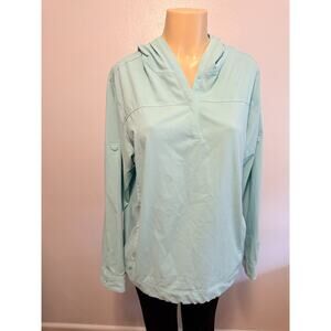 Guide Series Women 1X Hooded Pullover Lightweight Outdoor Top Aqua Long Sleeve